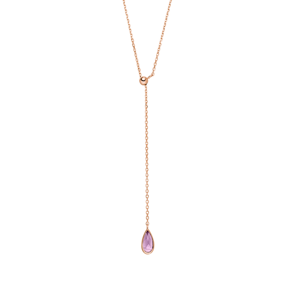 Leaf Jewelry Y-Halskette Gem Drop, Amethyst, 18 K Rosegold vergoldet