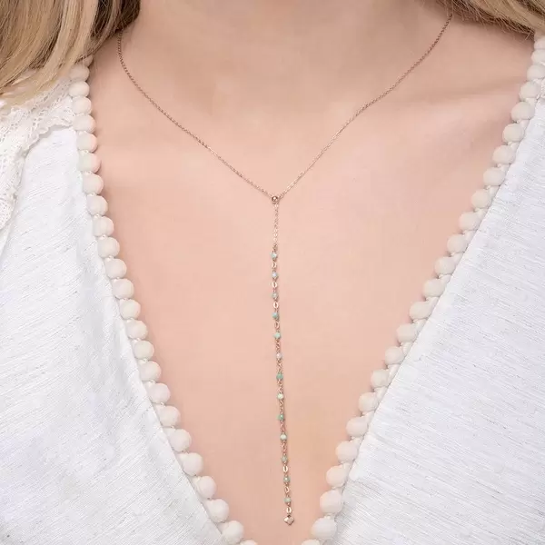 Leaf Jewelry Y-Halskette Rainbow, Amazonit, 925 Sterlingsilber