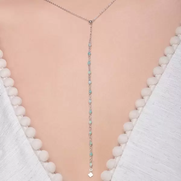 Leaf Jewelry Y-Halskette Rainbow, Amazonit, 925 Sterlingsilber