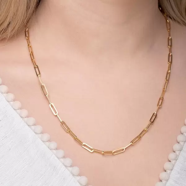 Leaf Jewelry Y-Halskette Square, 52cm, 18 K Gelbgold Vergoldet