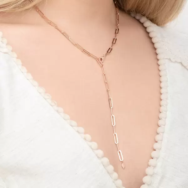 Leaf Jewelry Y-Halskette Square, 52cm, 18 K Rosegold Vergoldet