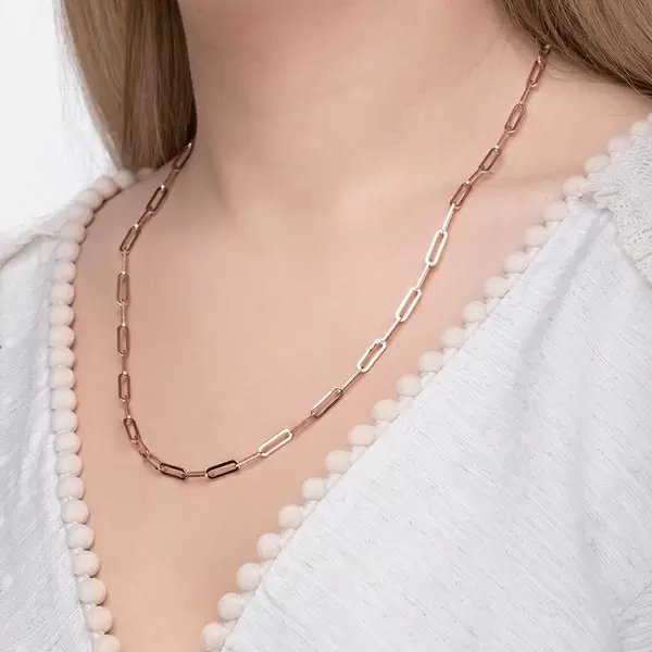 Leaf Jewelry Y-Halskette Square, 52cm, 18 K Rosegold Vergoldet