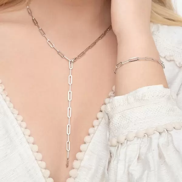 Leaf Jewelry Y-Halskette Square, 52cm, 925 Sterlingsilber