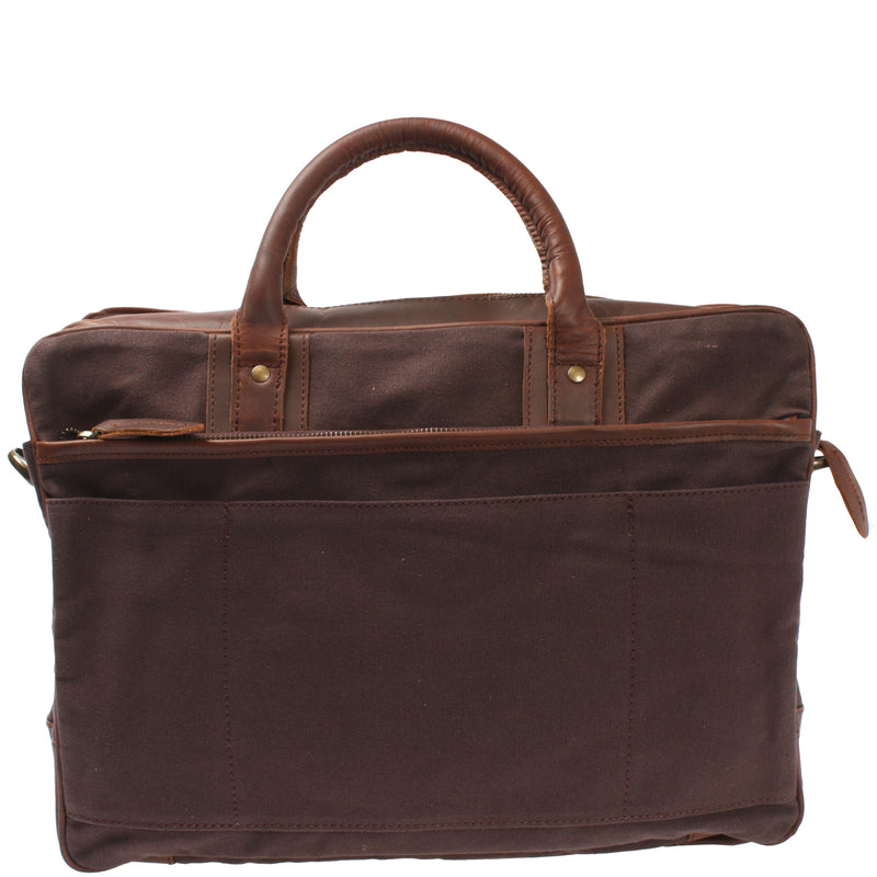 Leconi Aktentasche Arbeitstasche Bürotasche Canvas Leder Mokka LE3066