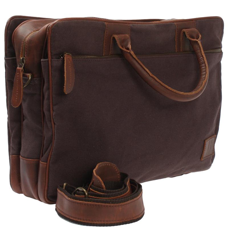 Leconi Aktentasche Arbeitstasche Bürotasche Canvas Leder Mokka LE3066