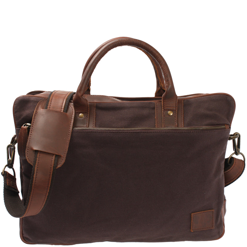 Leconi Aktentasche Arbeitstasche Bürotasche Canvas Leder mokka LE3066 Leconi Aktentasche Arbeitstasche Bürotasche Canvas Leder mokka LE3066