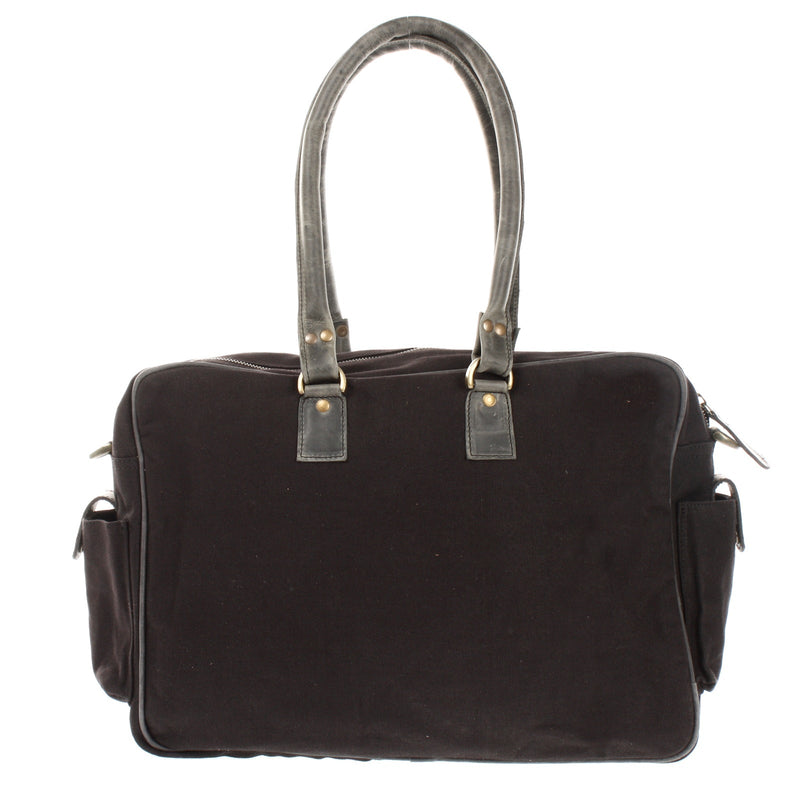 Leconi Aktentasche Arbeitstasche Damen Herren Canvas Leder Schwarz LE3038