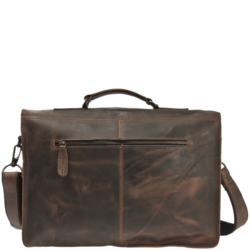 Leconi Aktentasche Businesstasche Messenger Bag Vintage Leder Schlamm LE3008