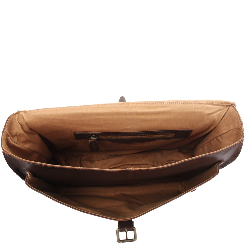 Leconi Aktentasche Businesstasche Messenger Bag Vintage Leder Braun LE3008