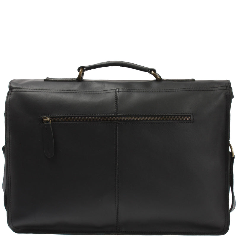 Leconi Aktentasche Businesstasche Messenger Bag Vintage Leder Schwarz LE3008