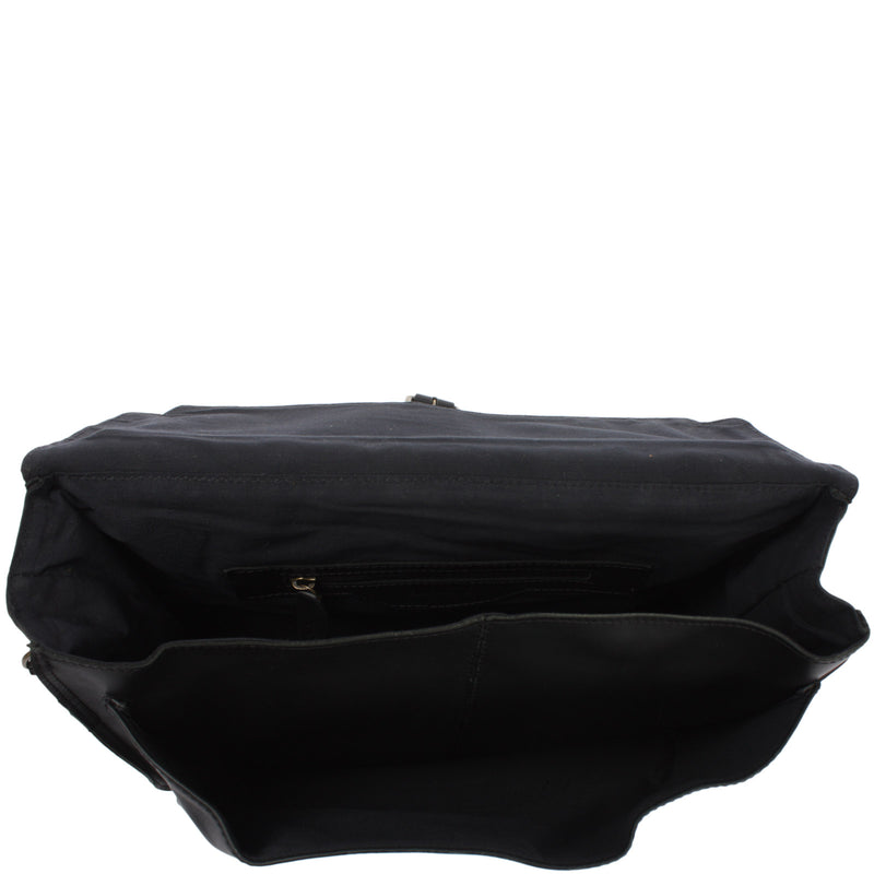 Leconi Aktentasche Businesstasche Messenger Bag Vintage Leder Schwarz LE3008