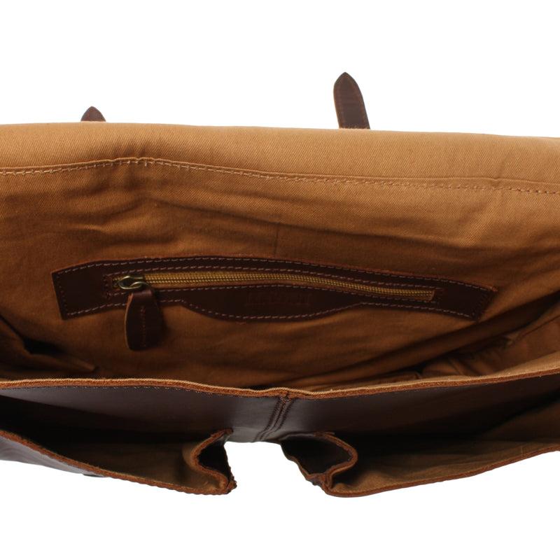Leconi Aktentasche Businesstasche Messenger Bag Vintage Leder Braun LE3009