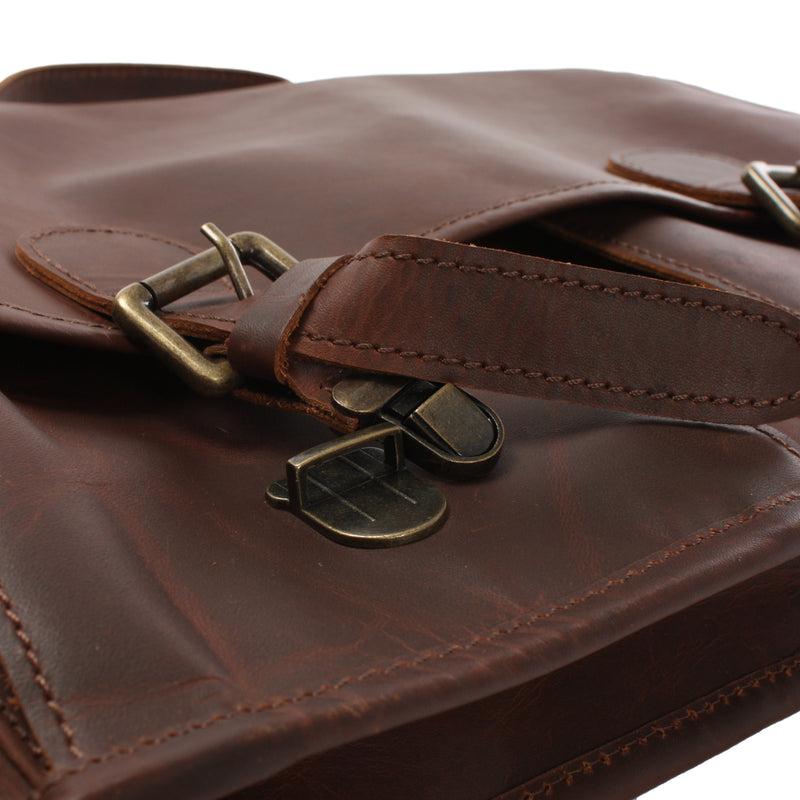 Leconi Aktentasche Businesstasche Messenger Bag Vintage Leder Braun LE3009