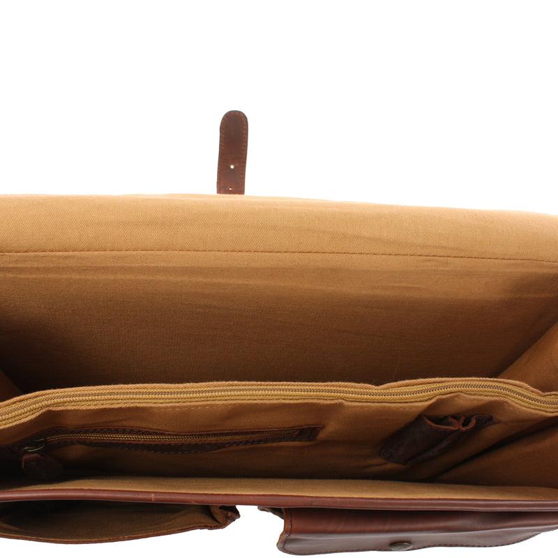 Leconi Aktentasche Große Businesstasche Collegetasche Damen Herren Leder Braun LE3014