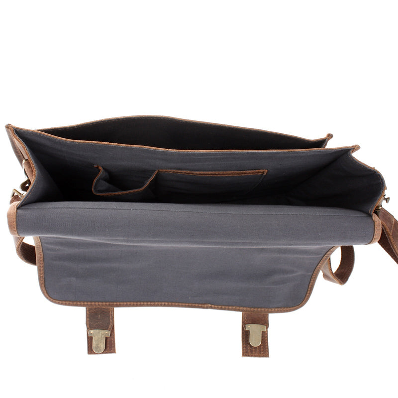 Leconi Aktentasche Lehrertasche Businesstasche Damen Herren Leder Braun LE3043