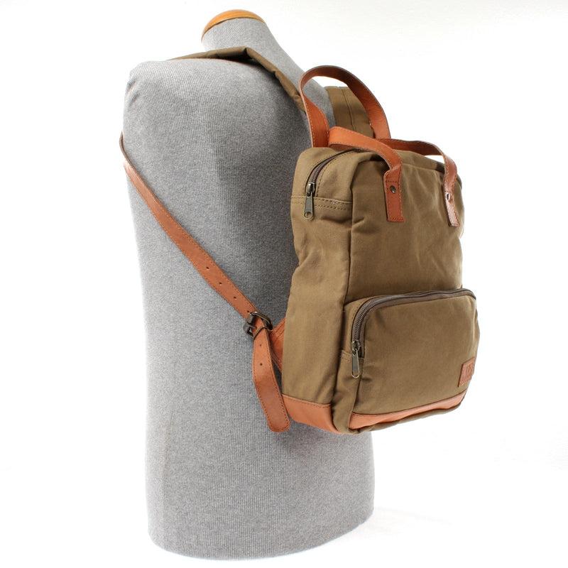 Leconi B-Ware Canvasrucksack Kleiner Freizeitrucksack Damen Herren Canvas Oliv LE1028