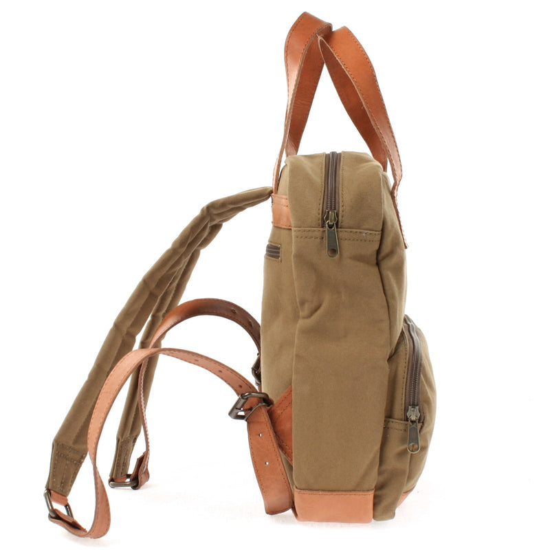 Leconi B-Ware Canvasrucksack Kleiner Freizeitrucksack Damen Herren Canvas Oliv LE1028
