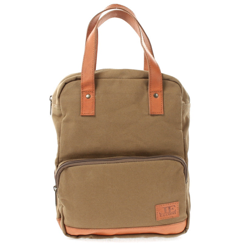 Leconi B-Ware Canvasrucksack kleiner Freizeitrucksack Damen Herren Canvas oliv LE1028