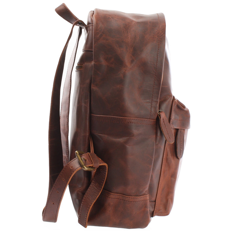 Leconi B-Ware Rucksack Lederrucksack Freizeitrucksack Damen Herren Leder Braun LE1009