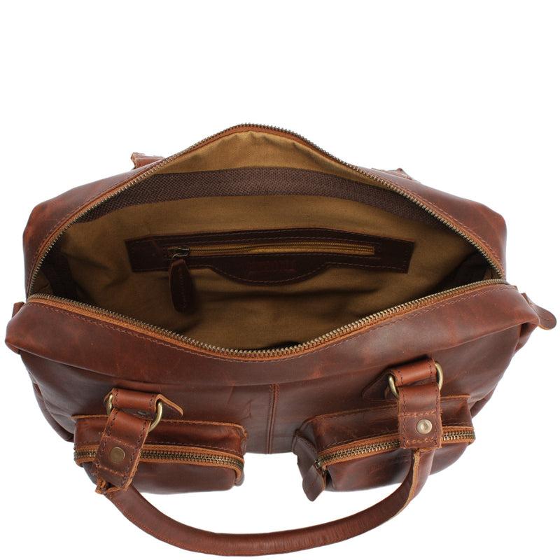 Leconi B-Ware Schultertasche Handtasche Henkeltasche Damen Leder Braun LE0046