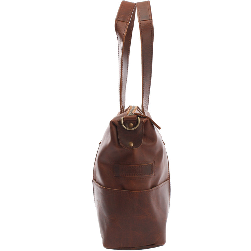 Leconi B-Ware Shopper Schultertasche Henkeltasche Leder Braun LE0034