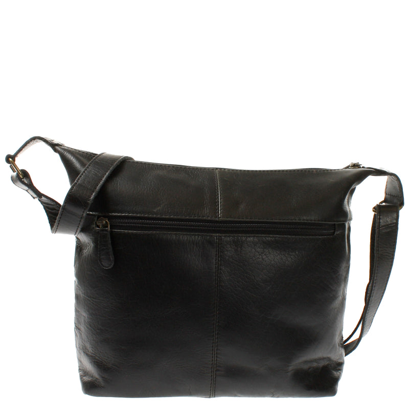 Leconi B-Ware Umhängetasche Beuteltasche Ledertasche Damentasche Leder Schwarz LE0064