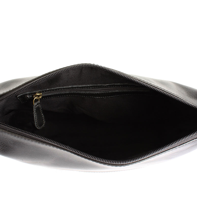 Leconi B-Ware Umhängetasche Beuteltasche Ledertasche Damentasche Leder Schwarz LE0064