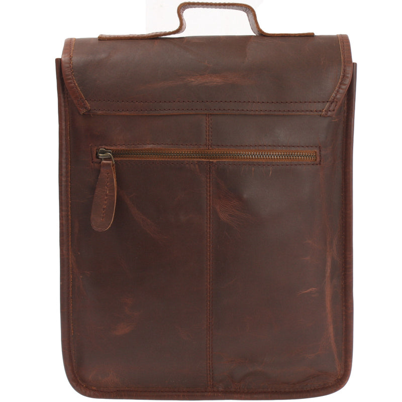 Leconi B-Ware Umhängetasche Freizeittasche Herren Damen Hochformat Leder Braun LE3052