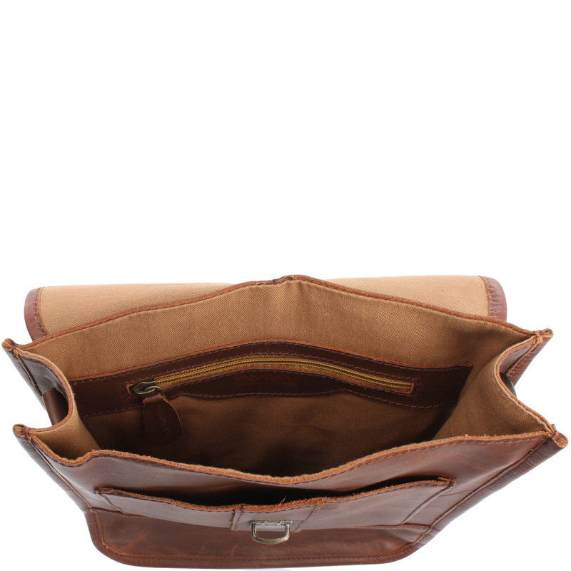 Leconi B-Ware Umhängetasche Freizeittasche Herren Damen Hochformat Leder Braun LE3052