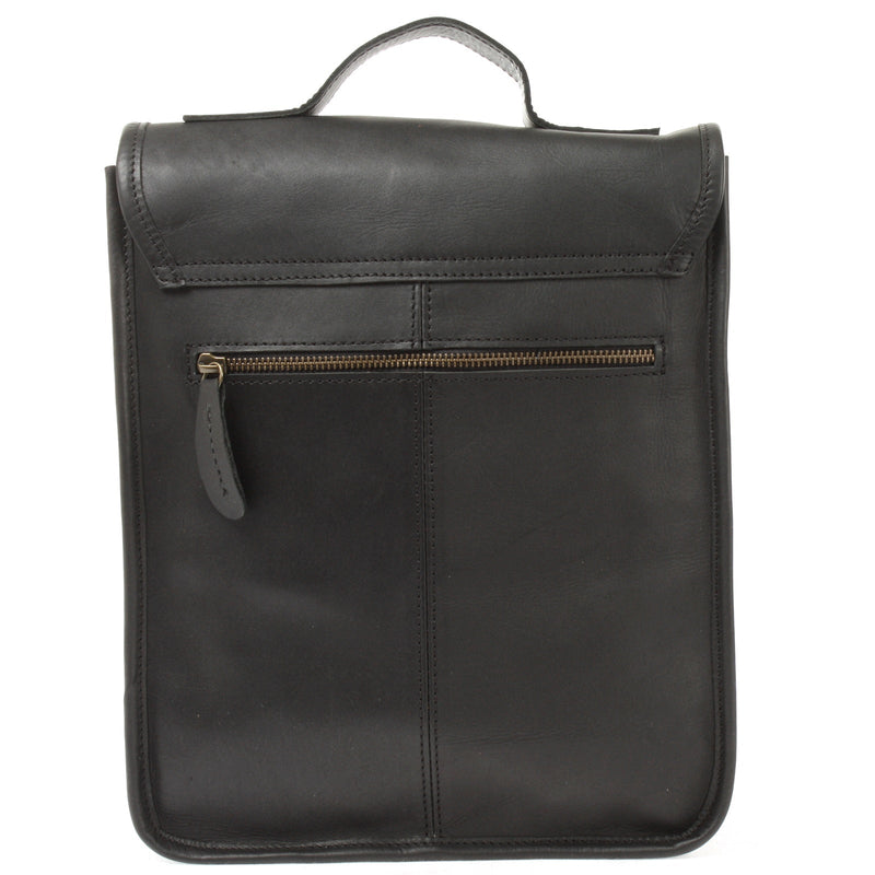 Leconi B-Ware Umhängetasche Freizeittasche Herren Damen Hochformat Leder Schwarz LE3052