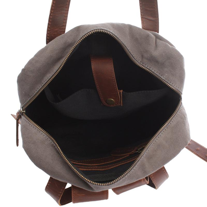 Leconi Canvasrucksack Freizeitrucksack Damen Herren DIN A4 Canvas Grau LE1019