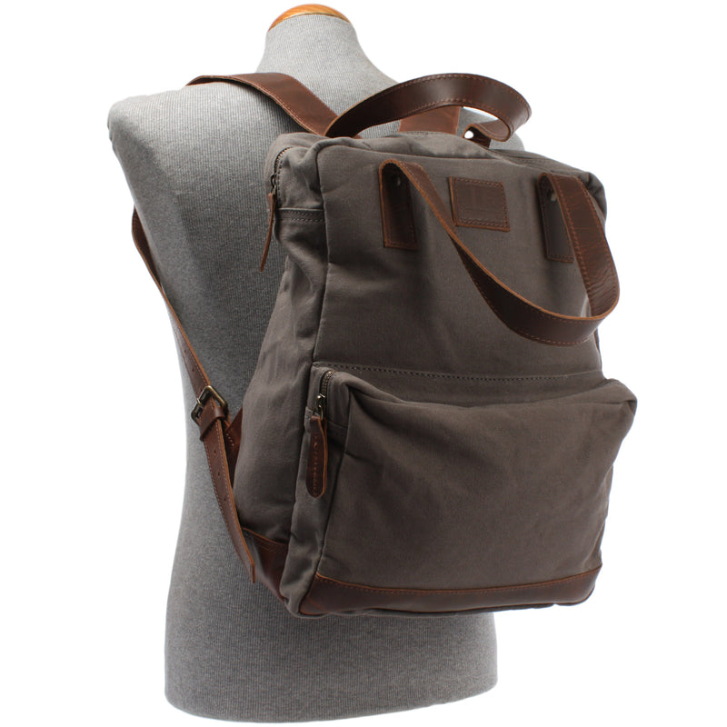 Leconi Canvasrucksack Freizeitrucksack Damen Herren DIN A4 Canvas Grau LE1019