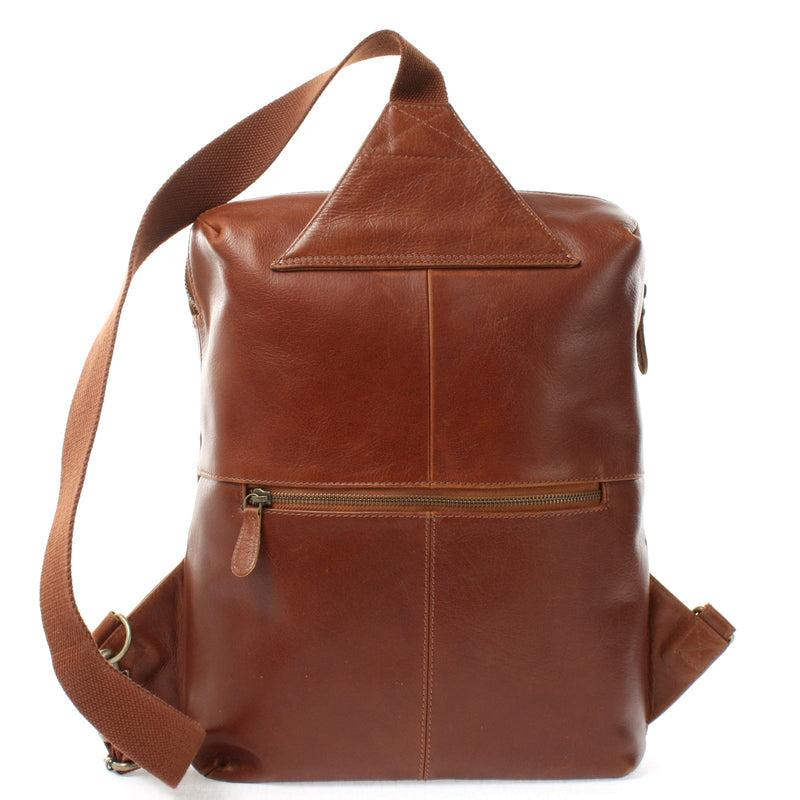 Leconi Crossbag Bodybag Lederrucksack Freizeit Rucksack Damen Herren Leder Braun LE1029