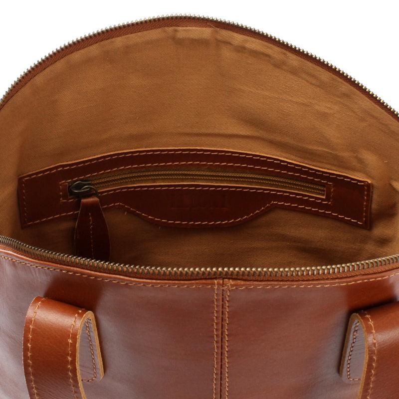 Leconi Damentasche Henkeltasche Schultertasche Leder Cognac LE0060