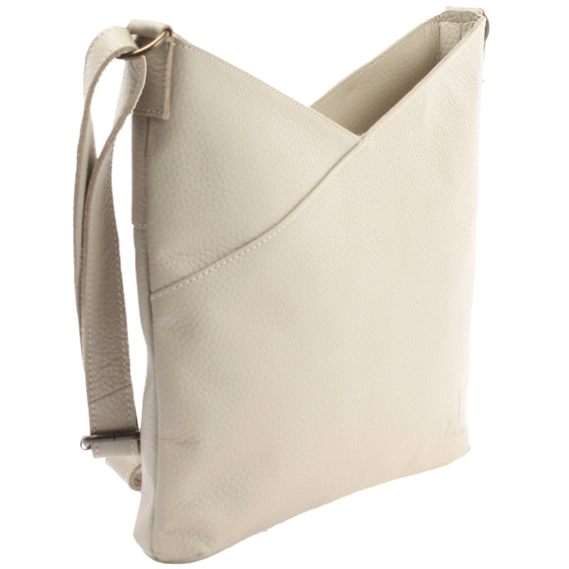 Leconi Damentasche Umhängetasche Handtasche Leder Beige LE0065