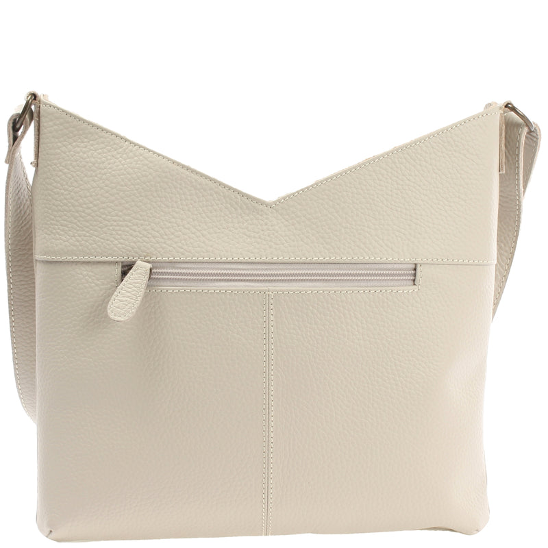 Leconi Damentasche Umhängetasche Handtasche Leder Beige LE0065