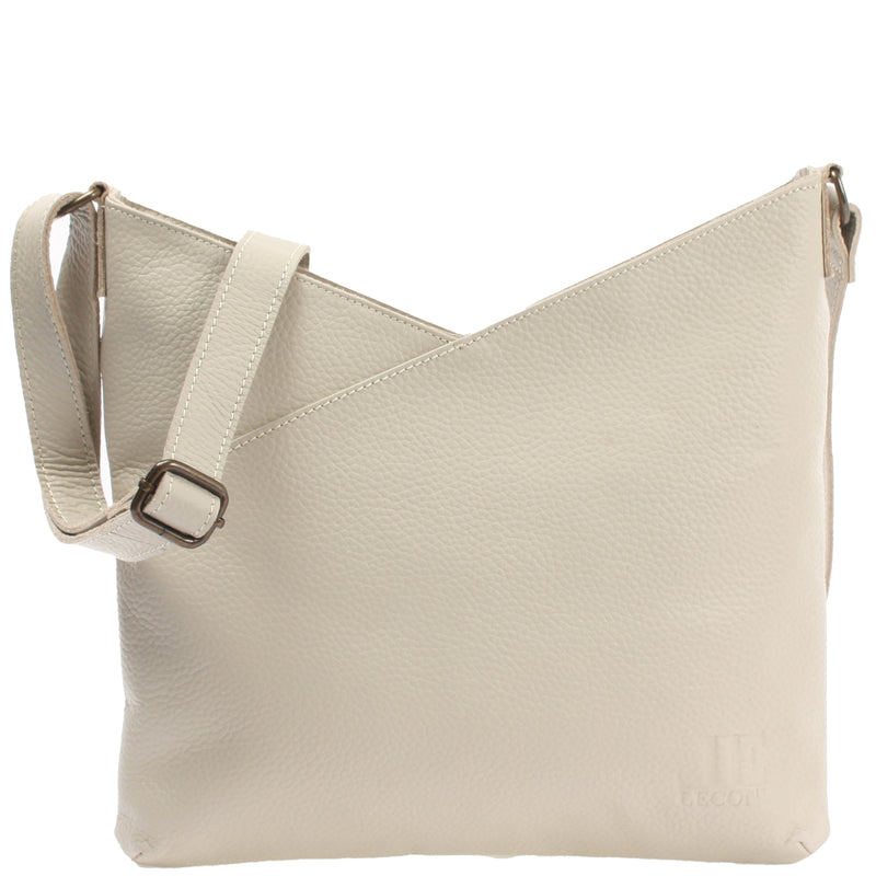 Leconi Damentasche Umhängetasche Handtasche Leder beige LE0065