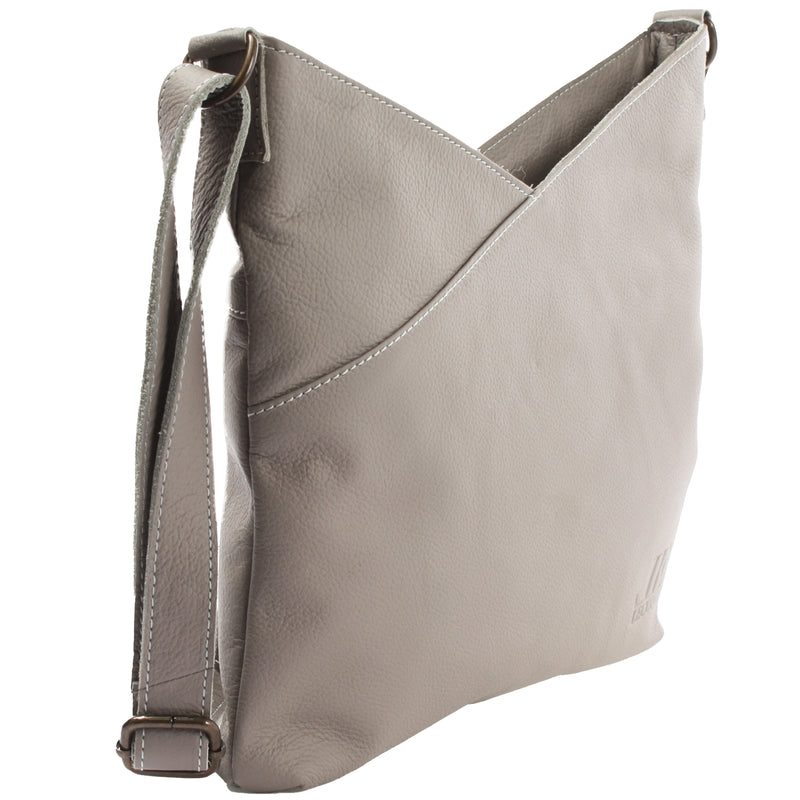 Leconi Damentasche Umhängetasche Handtasche Leder Grau LE0065