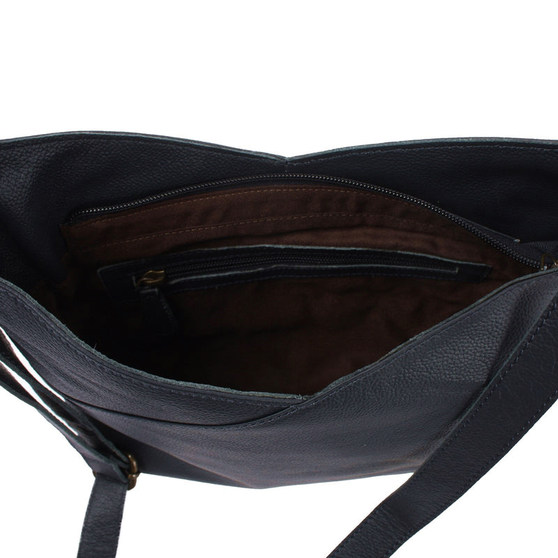 Leconi Damentasche Umhängetasche Handtasche Leder Navy LE0065