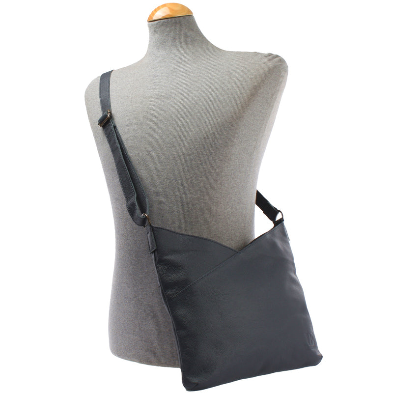 Leconi Damentasche Umhängetasche Handtasche Leder Navy LE0065