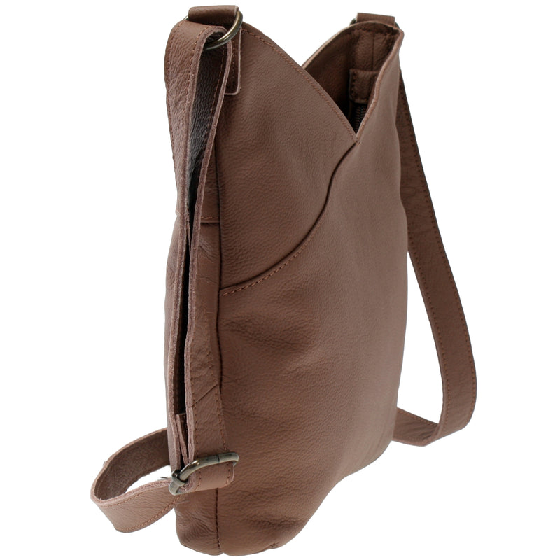 Leconi Damentasche Umhängetasche Handtasche Leder Rehbraun LE0065