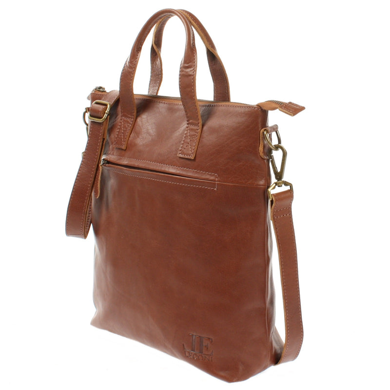 Leconi Damentasche Umhängetasche Henkeltasche Leder Braun LE0068