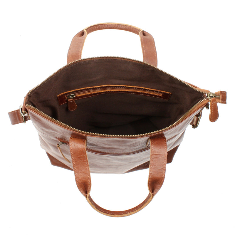 Leconi Damentasche Umhängetasche Henkeltasche Leder Braun LE0068