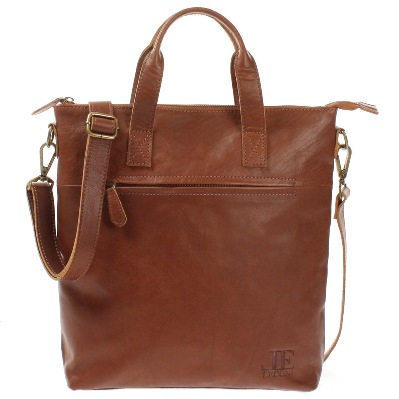 Leconi Damentasche Umhängetasche Henkeltasche Leder braun LE0068