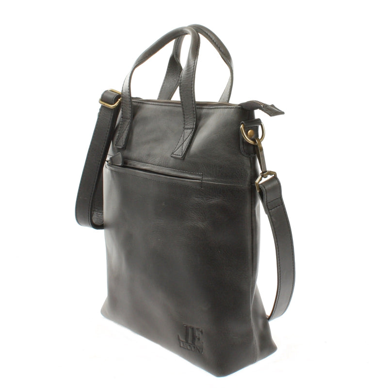 Leconi Damentasche Umhängetasche Ledertasche Leder Dunkelgrau LE0068