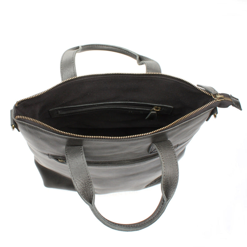 Leconi Damentasche Umhängetasche Ledertasche Leder Dunkelgrau LE0068