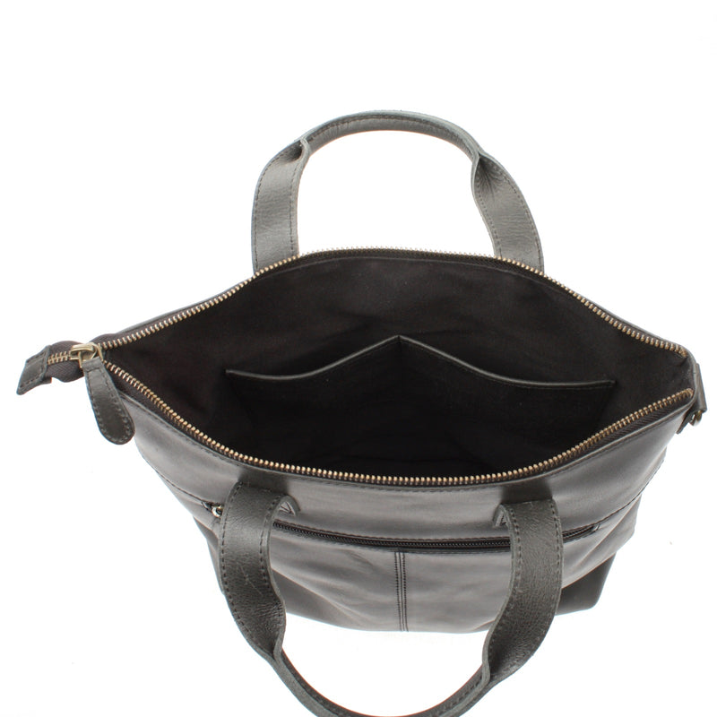 Leconi Damentasche Umhängetasche Ledertasche Leder Dunkelgrau LE0068