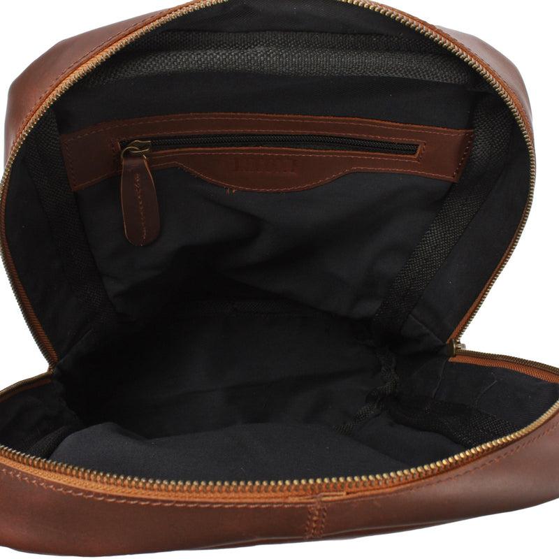 Leconi Freizeitrucksack Crossbag Rucksack Damen Herren Leder Canvas Grau LE1012