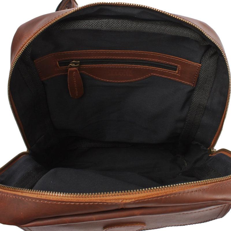 Leconi Freizeitrucksack Crossbag Rucksack Damen Herren Leder Canvas Grün LE1012