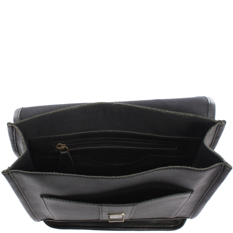 Leconi Freizeitrucksack Lederrucksack Cityrucksack Leder Schwarz LE1030